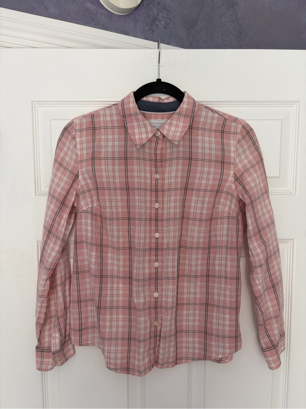 Charter Club Pink Plaid Button-Down Shirt